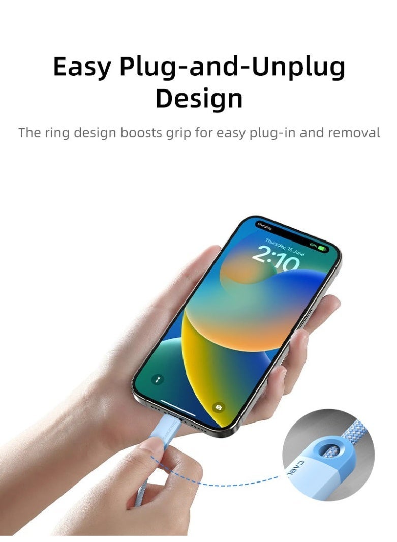 كابل تايم كابل USB-A إلى USB-C متوافق مع هواوي ميت 60 وهونر | أزرق - Image 3